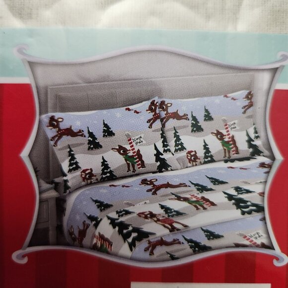 Rudouph the RED-NOSED REINDEER Christmas Flannel Sheet Set Full Size 4 Pc Set - Picture 3 of 6